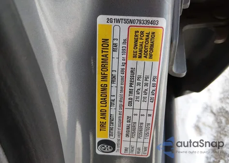 2007 Chevrolet Impala Lt z USA, uszkodzony, nr VIN 2G1WT55N079339403